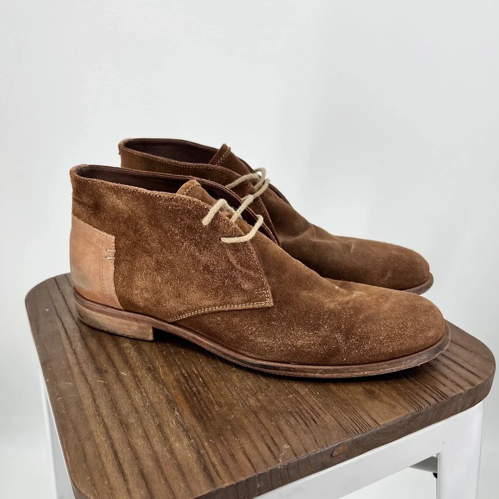 Johnston & Murphy J&M 1850 Two Tone Brown Suede Chukka Boots Made in Italy 9.5